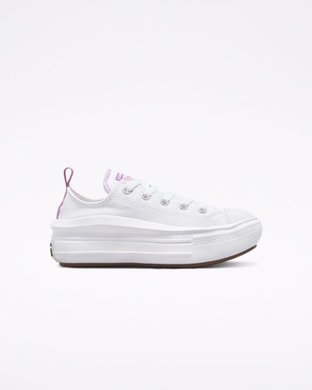 Sapatos Plataforma Converse Chuck Taylor All Star Move Cano Baixo Menina Branco Roxo Branco | PT T0P4710